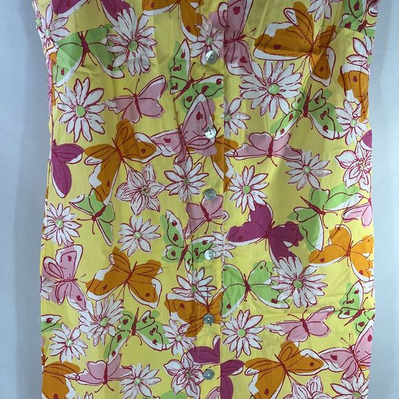 PALM LILY DRESS WOMENS 6 FLORAL BUTTON COLLARED ALL OVER PRINT SLEEVELESS FLOWER - Picture 4 of 13